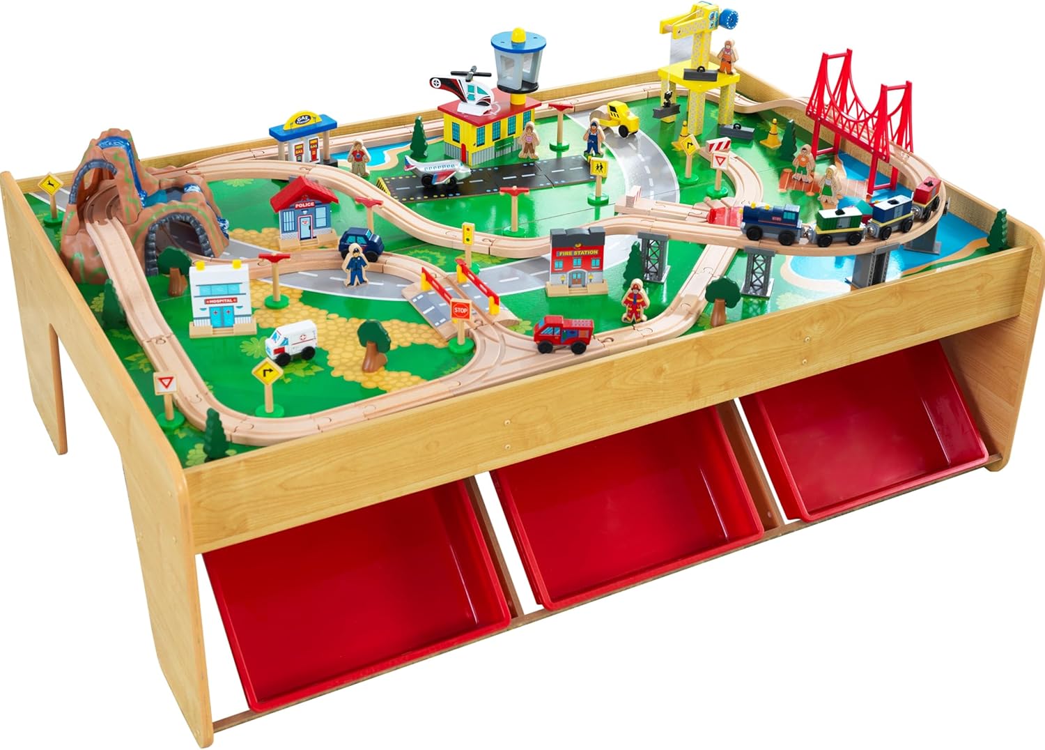 81K6Q8B7mBL._AC_SL1500_.jpg KidKraft Waterfall Mountain Wooden Train Set - Image 1